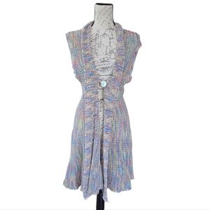 Charlie Paige Multicolor Crochet Sleeveless Cardigan Sweater Vest L